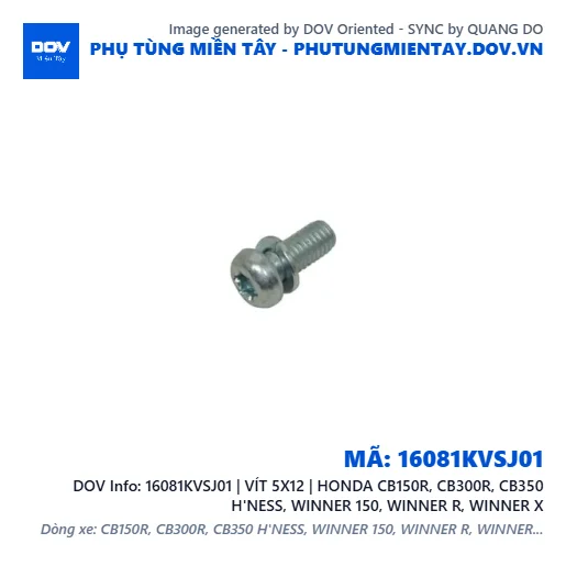 16081KVSJ01 | VÍT 5X12 | HONDA CB150R, CB300R, CB350 H'NESS, WINNER 150, WINNER R, WINNER X — 16081KVSJ01