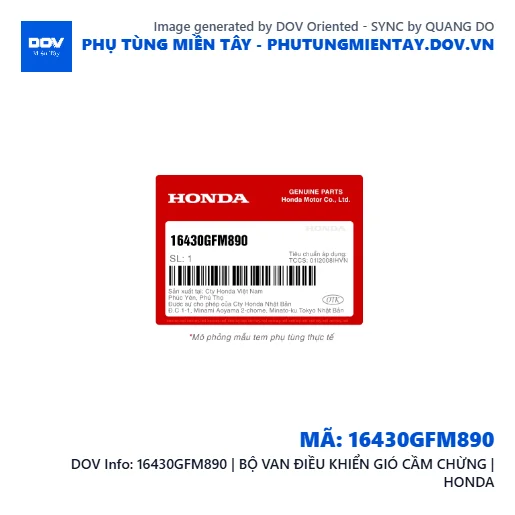 16430GFM890 | BỘ VAN ĐIỀU KHIỂN GIÓ CẦM CHỪNG | HONDA — 16430GFM890