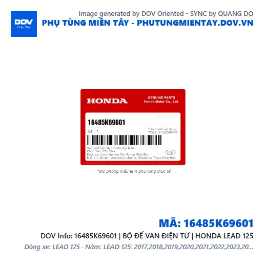 16485K69601 | BỘ ĐẾ VAN ĐIỆN TỪ | HONDA LEAD 125 — 16485K69601