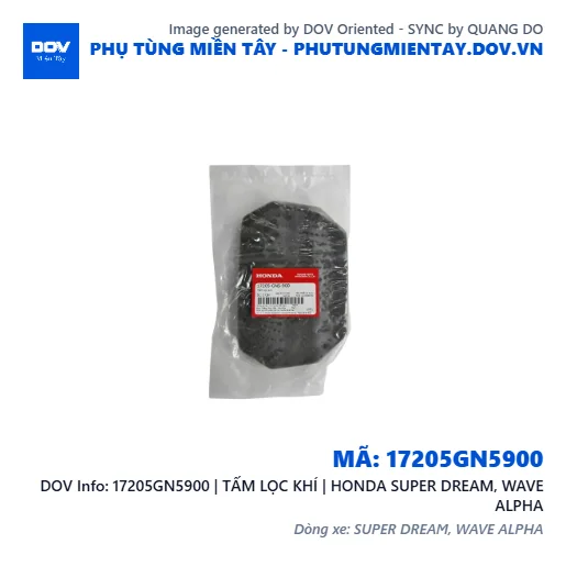 17205GN5900 | TẤM LỌC KHÍ | HONDA SUPER DREAM, WAVE ALPHA — 17205GN5900