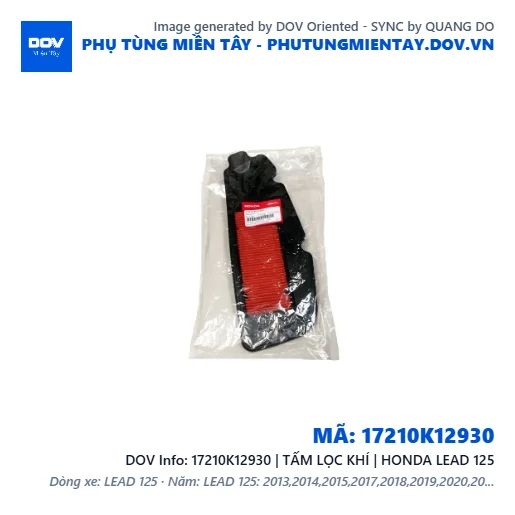 17210K12930 | TẤM LỌC KHÍ | HONDA LEAD 125 — 17210K12930