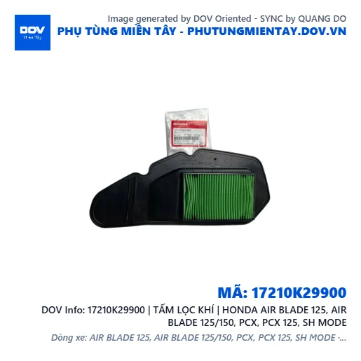 17210K29900 | TẤM LỌC KHÍ | HONDA AIR BLADE 125, AIR BLADE 125/150, PCX, PCX 125, SH MODE — 17210K29900