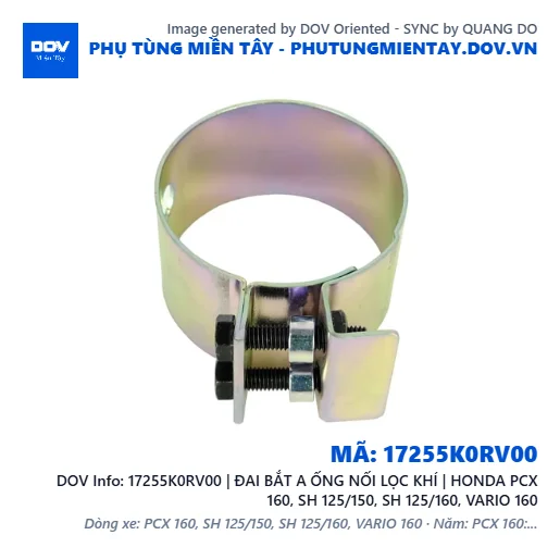 17255K0RV00 | ĐAI BẮT A ỐNG NỐI LỌC KHÍ | HONDA PCX 160, SH 125/150, SH 125/160, VARIO 160 — 17255K0RV00