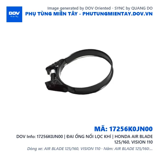 17256K0JN00 | ĐAI ỐNG NỐI LỌC KHÍ | HONDA AIR BLADE 125/160, VISION 110 — 17256K0JN00