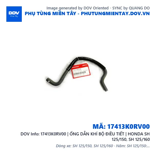 17413K0RV00 | ỐNG DẪN KHÍ BỘ ĐIỀU TIẾT | HONDA SH 125/150, SH 125/160 — 17413K0RV00