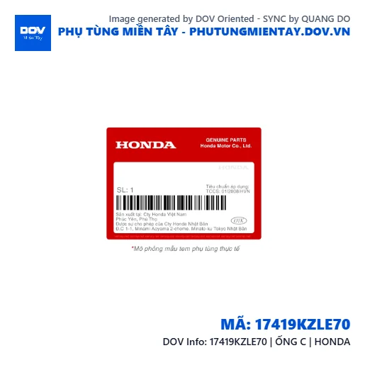 17419KZLE70 | ỐNG C | HONDA  — 17419KZLE70