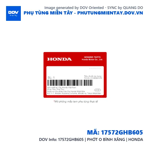 17572GHB605 | PHỚT O BÌNH XĂNG | HONDA  — 17572GHB605
