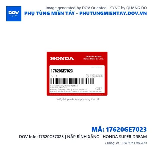 17620GE7023 | NẮP BÌNH XĂNG | HONDA SUPER DREAM — 17620GE7023