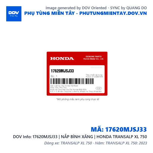 17620MJSJ33 | NẮP BÌNH XĂNG | HONDA TRANSALP XL 750 — 17620MJSJ33