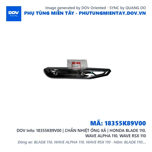 18355K89V00 | CHẮN NHIỆT ỐNG XẢ | HONDA BLADE 110, WAVE ALPHA 110, WAVE RSX 110 — 18355K89V00