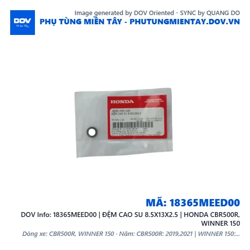 18365MEED00 | ĐỆM CAO SU 8.5X13X2.5 | HONDA CBR500R, WINNER 150 — 18365MEED00