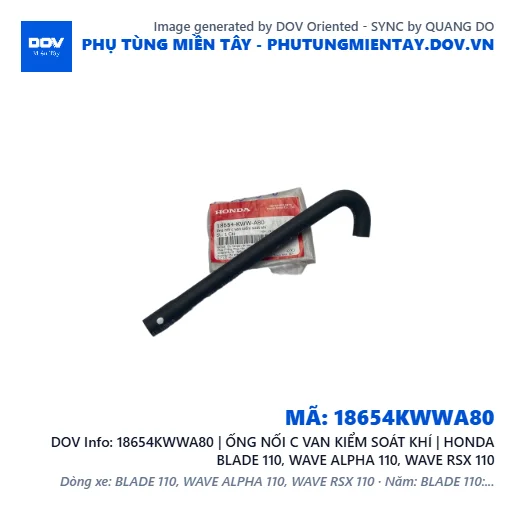 18654KWWA80 | ỐNG NỐI C VAN KIỂM SOÁT KHÍ | HONDA BLADE 110, WAVE ALPHA 110, WAVE RSX 110 — 18654KWWA80