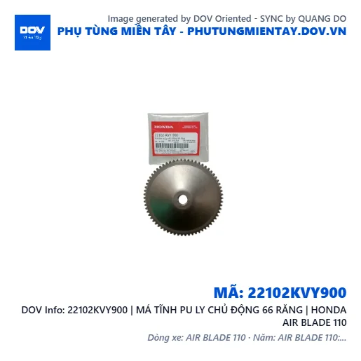 22102KVY900 | MÁ TĨNH PU LY CHỦ ĐỘNG 66 RĂNG | HONDA AIR BLADE 110 — 22102KVY900