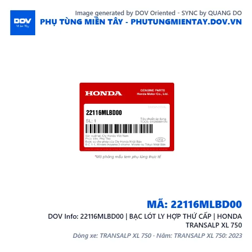 22116MLBD00 | BẠC LÓT LY HỢP THỨ CẤP | HONDA TRANSALP XL 750 — 22116MLBD00