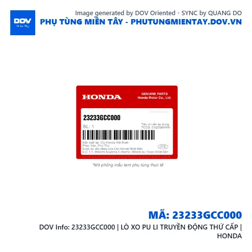 23233GCC000 | LÒ XO PU LI TRUYỀN ĐỘNG THỨ CẤP | HONDA — 23233GCC000