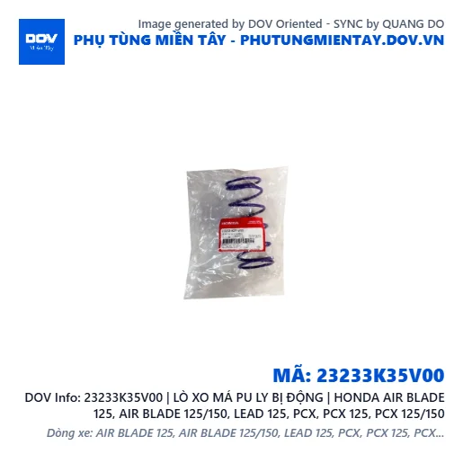 23233K35V00 | LÒ XO MÁ PU LY BỊ ĐỘNG | HONDA AIR BLADE 125, AIR BLADE 125/150, LEAD 125, PCX, PCX 125, PCX 125/150 — 23233K35V00