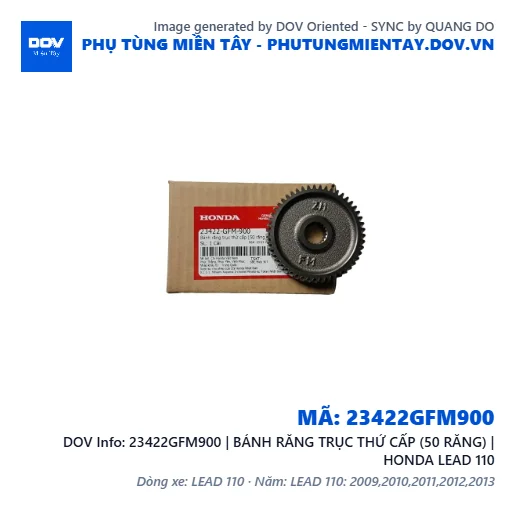 23422GFM900 | BÁNH RĂNG TRỤC THỨ CẤP (50 RĂNG) | HONDA LEAD 110 — 23422GFM900