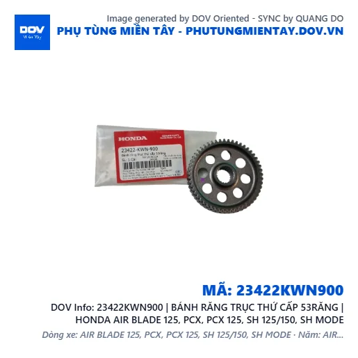 23422KWN900 | BÁNH RĂNG TRỤC THỨ CẤP 53RĂNG | HONDA AIR BLADE 125, PCX, PCX 125, SH 125/150, SH MODE — 23422KWN900