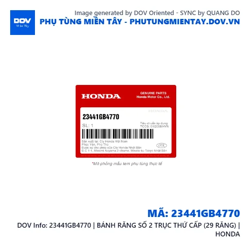23441GB4770 | BÁNH RĂNG SỐ 2 TRỤC THỨ CẤP (29 RĂNG) | HONDA  — 23441GB4770