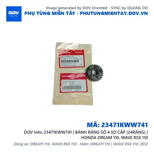 23471KWW741 | BÁNH RĂNG SỐ 4 SƠ CẤP (24RĂNG) | HONDA DREAM 110, WAVE RSX 110 — 23471KWW741