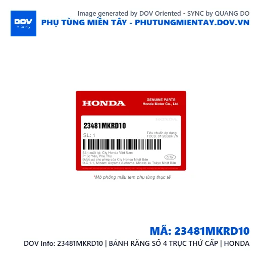 23481MKRD10 | BÁNH RĂNG SỐ 4 TRỤC THỨ CẤP | HONDA  — 23481MKRD10