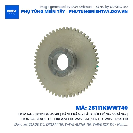 28111KWW740 | BÁNH RĂNG TẢI KHỞI ĐỘNG 55RĂNG | HONDA BLADE 110, DREAM 110, WAVE ALPHA 110, WAVE RSX 110 — 28111KWW740