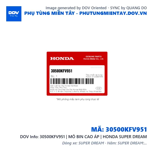 30500KFV951 | MÔ BIN CAO ÁP | HONDA SUPER DREAM — 30500KFV951