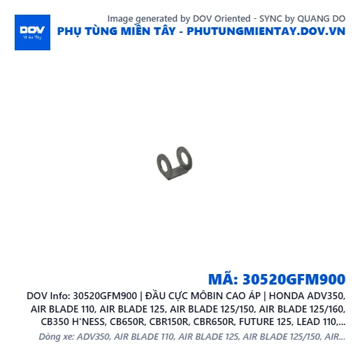 30520GFM900 | ĐẦU CỰC MÔBIN CAO ÁP | HONDA ADV350, AIR BLADE 110, AIR BLADE 125, AIR BLADE 125/150, AIR BLADE 125/160, CB350 H'NESS, CB650R, CBR150R, CBR650R, FUTURE 125, LEAD 110, LEAD 125, MSX 125, PCX, PCX 125, PCX 160, SH 125/150, SH 125/160, SH 350, SH MODE, SUPER CUB C125, VARIO 160, VISION 110, WAVE RSX 110, WINNER 150, WINNER R, WINNER X — 30520GFM900