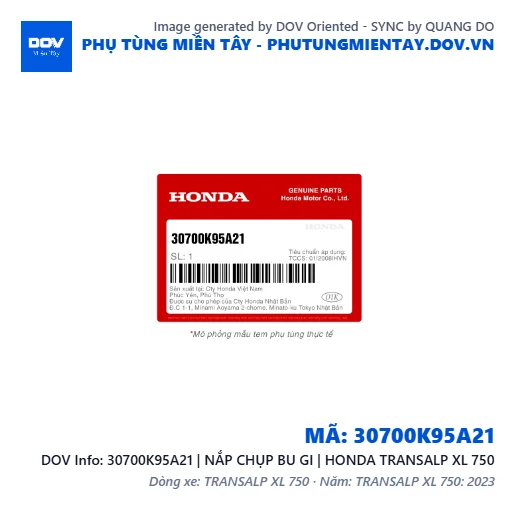 30700K95A21 | NẮP CHỤP BU GI | HONDA TRANSALP XL 750 — 30700K95A21