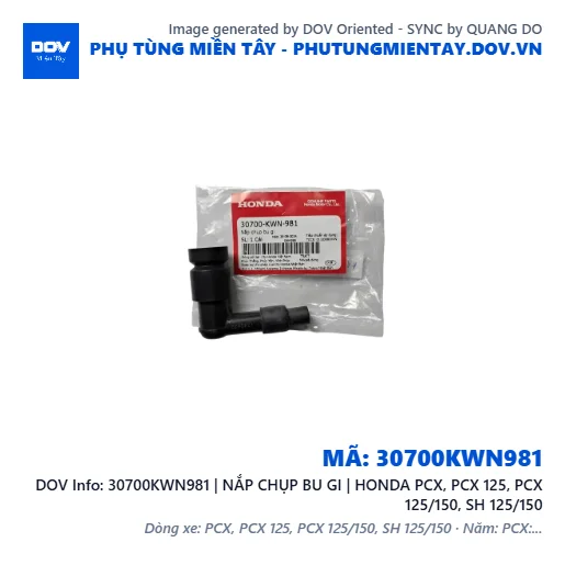 30700KWN981 | NẮP CHỤP BU GI | HONDA PCX, PCX 125, PCX 125/150, SH 125/150 — 30700KWN981