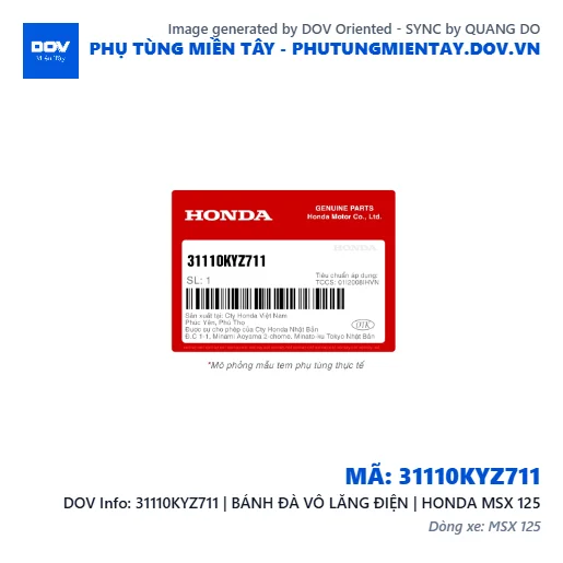 31110KYZ711 | BÁNH ĐÀ VÔ LĂNG ĐIỆN | HONDA MSX 125 — 31110KYZ711