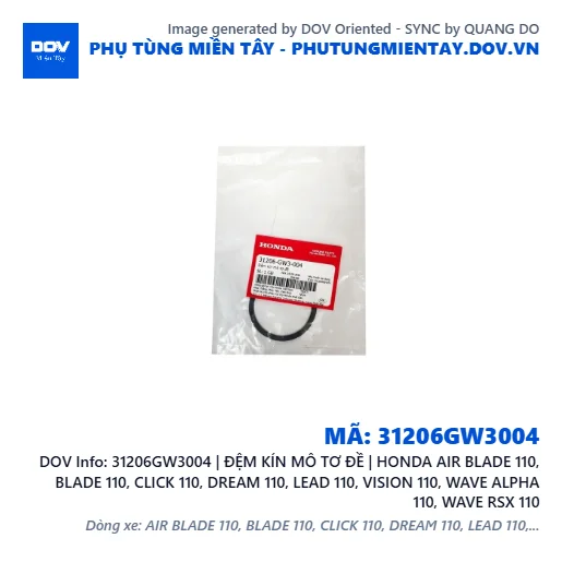 31206GW3004 | ĐỆM KÍN MÔ TƠ ĐỀ | HONDA AIR BLADE 110, BLADE 110, CLICK 110, DREAM 110, LEAD 110, VISION 110, WAVE ALPHA 110, WAVE RSX 110 — 31206GW3004