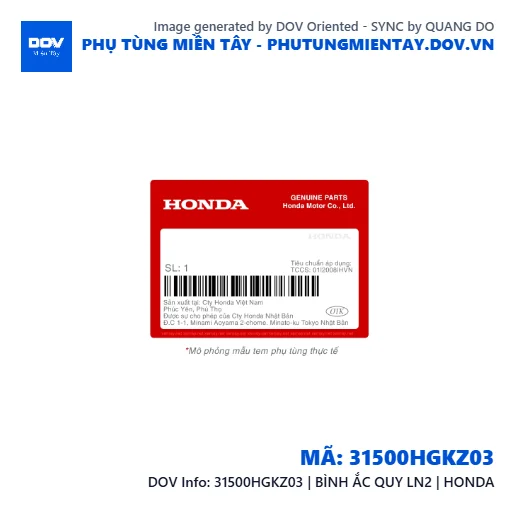 31500HGKZ03 | BÌNH ẮC QUY LN2 | HONDA — 31500HGKZ03