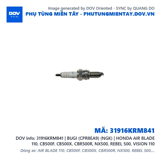 31916KRM841 | BUGI (CPR8EA9) (NGK) | HONDA AIR BLADE 110, CB500F, CB500X, CBR500R, NX500, REBEL 500, VISION 110 — 31916KRM841