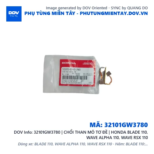 32101GW3780 | CHỔI THAN MÔ TƠ ĐỀ | HONDA BLADE 110, WAVE ALPHA 110, WAVE RSX 110 — 32101GW3780