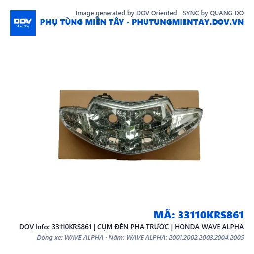 33110KRS861 | CỤM ĐÈN PHA TRƯỚC | HONDA WAVE ALPHA — 33110KRS861