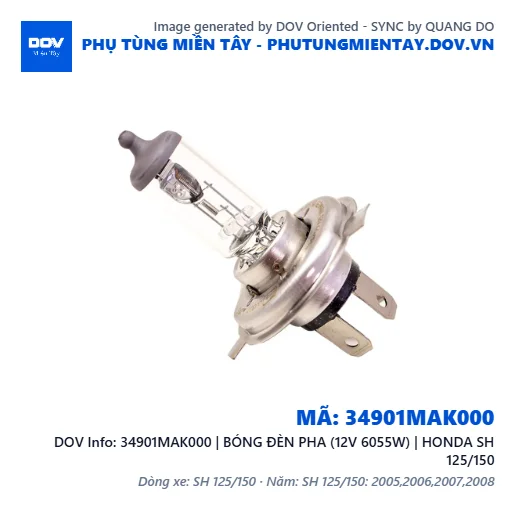 34901MAK000 | BÓNG ĐÈN PHA (12V 6055W) | HONDA SH 125/150 — 34901MAK000