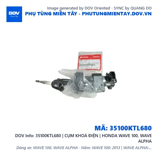 35100KTL680 | CỤM KHOÁ ĐIỆN | HONDA WAVE 100, WAVE ALPHA — 35100KTL680