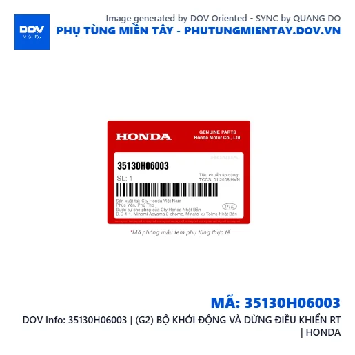 35130H06003 | (G2) BỘ KHỞI ĐỘNG VÀ DỪNG ĐIỀU KHIỂN RT | HONDA  — 35130H06003