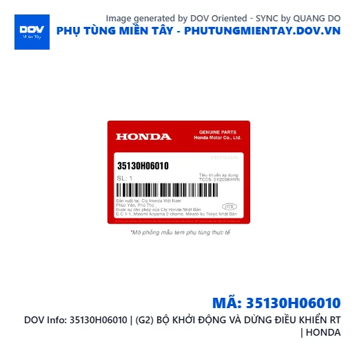 35130H06010 | (G2) BỘ KHỞI ĐỘNG VÀ DỪNG ĐIỀU KHIỂN RT | HONDA — 35130H06010