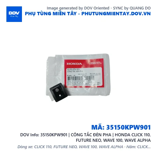 35150KPW901 | CÔNG TẮC ĐÈN PHA | HONDA CLICK 110, FUTURE NEO, WAVE 100, WAVE ALPHA — 35150KPW901