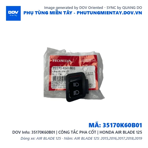 35170K60B01 | CÔNG TẮC PHA CỐT | HONDA AIR BLADE 125 — 35170K60B01