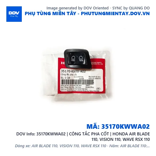 35170KWWA02 | CÔNG TẮC PHA CỐT | HONDA AIR BLADE 110, VISION 110, WAVE RSX 110 — 35170KWWA02