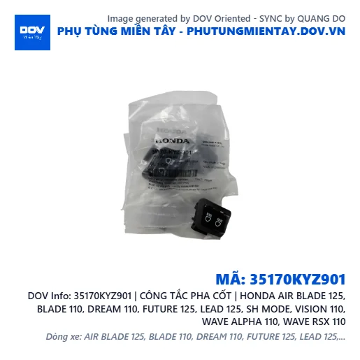 35170KYZ901 | CÔNG TẮC PHA CỐT | HONDA AIR BLADE 125, BLADE 110, DREAM 110, FUTURE 125, LEAD 125, SH MODE, VISION 110, WAVE ALPHA 110, WAVE RSX 110 — 35170KYZ901