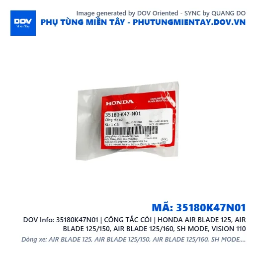 35180K47N01 | CÔNG TẮC CÒI | HONDA AIR BLADE 125, AIR BLADE 125/150, AIR BLADE 125/160, SH MODE, VISION 110 — 35180K47N01