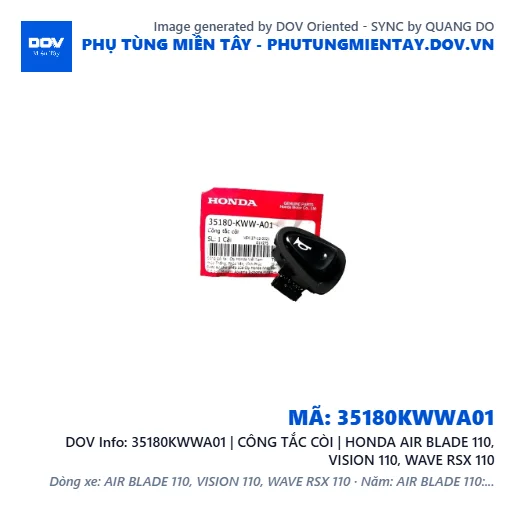 35180KWWA01 | CÔNG TẮC CÒI | HONDA AIR BLADE 110, VISION 110, WAVE RSX 110 — 35180KWWA01