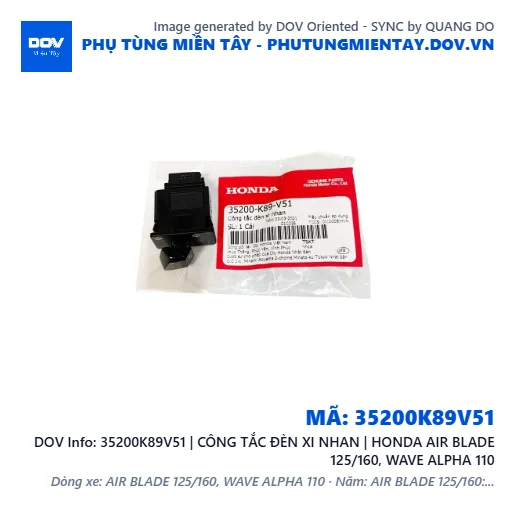 35200K89V51 | CÔNG TẮC ĐÈN XI NHAN | HONDA AIR BLADE 125/160, WAVE ALPHA 110 — 35200K89V51