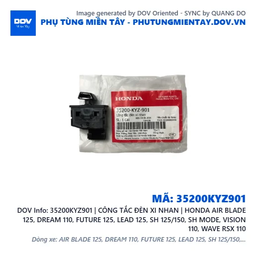 35200KYZ901 | CÔNG TẮC ĐÈN XI NHAN | HONDA AIR BLADE 125, DREAM 110, FUTURE 125, LEAD 125, SH 125/150, SH MODE, VISION 110, WAVE RSX 110 — 35200KYZ901