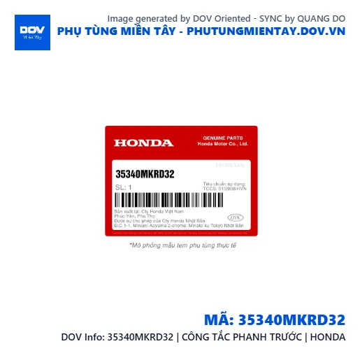 35340MKRD32 | CÔNG TẮC PHANH TRƯỚC | HONDA — 35340MKRD32