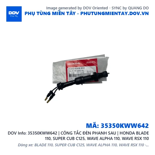 35350KWW642 | CÔNG TẮC ĐÈN PHANH SAU | HONDA BLADE 110, SUPER CUB C125, WAVE ALPHA 110, WAVE RSX 110 — 35350KWW642